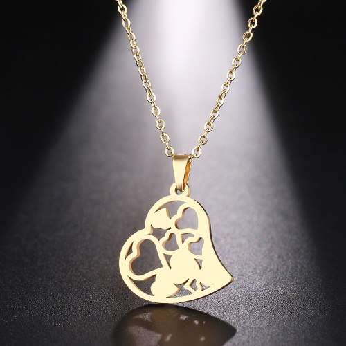 Titanium "Hearts In Heart" Necklace 45 cm