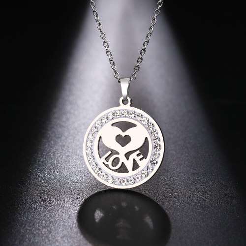 Titanium "Love Heart" Necklace With Simulated Diamonds Silver 45 cm *R 599*