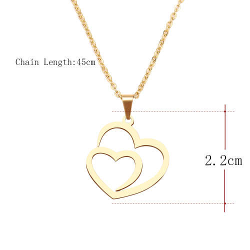 Retail Price: R 899 (NEVER FADE) Titanium "Double Heart" Necklace 45 cm (GOLD ONLY)