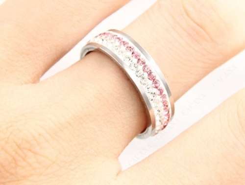 Titanium 6 mm Ring With Simulated Pink & White Diamonds **R 899** Size 7 US