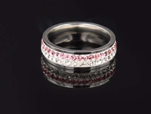 Titanium 6 mm Ring With Simulated Pink & White Diamonds **R 899** Size 7 US