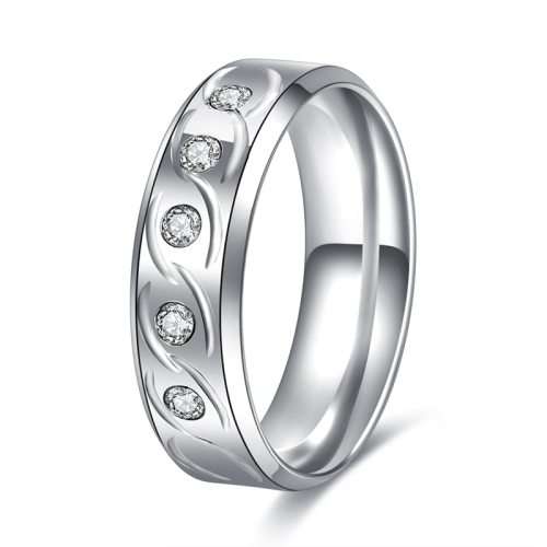 Titanium Ring 6 mm With Simulated Diamonds *R 799* Size 8; 9; 10 US