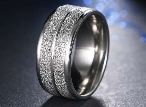 Frosted Titanium Ring 8 mm **R 999** Size 11 US (SILVER)
