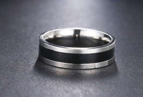Titanium Ring (BLACK & SILVER) 8 mm **R 899**  Size 10 US