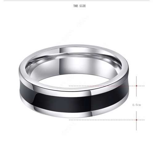 Titanium Ring (BLACK & SILVER) 8 mm **R 899**  Size 10 US