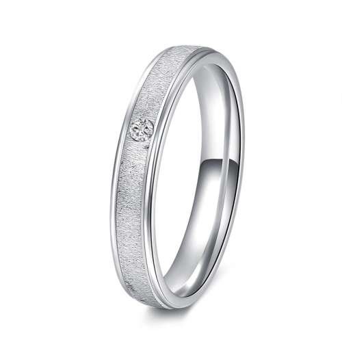 Titanium Ring With Simulated Diamond *R 599* (SILVER) Size 7 US