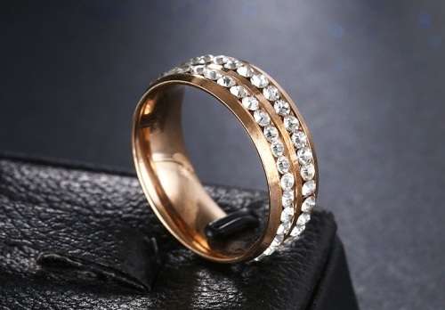 Titanium Ring With Simulated Diamonds Rose Gold 8 mm **R 999**  Size 8; 10; 11 US