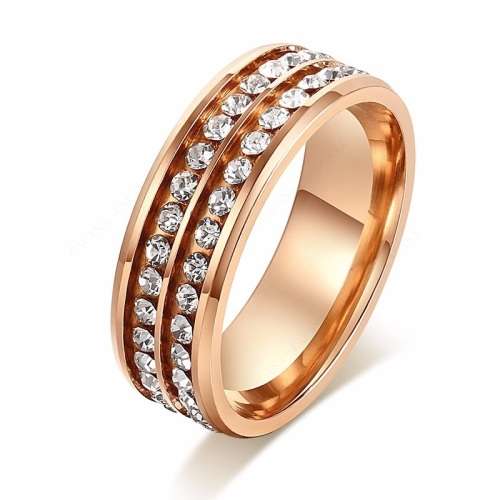 Titanium Ring With Simulated Diamonds Rose Gold 8 mm **R 999**  Size 8; 10; 11 US