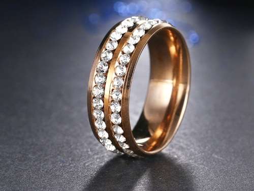 Titanium Ring With Simulated Diamonds Rose Gold 8 mm **R 999**  Size 8; 10; 11 US