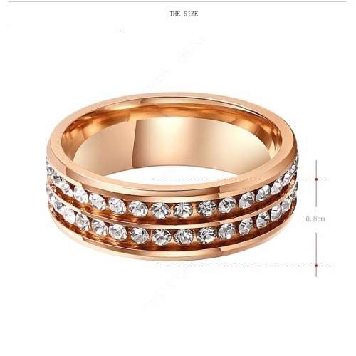 Titanium Ring With Simulated Diamonds Rose Gold 8 mm **R 999**  Size 8; 10; 11 US