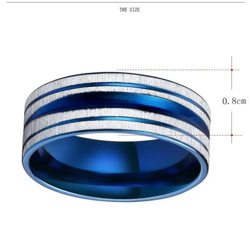 RETAIL PRICE: R 1 399 Titanium (NEVER FADE) Ring 8 mm Size 11 US (BLUE & SILVER)