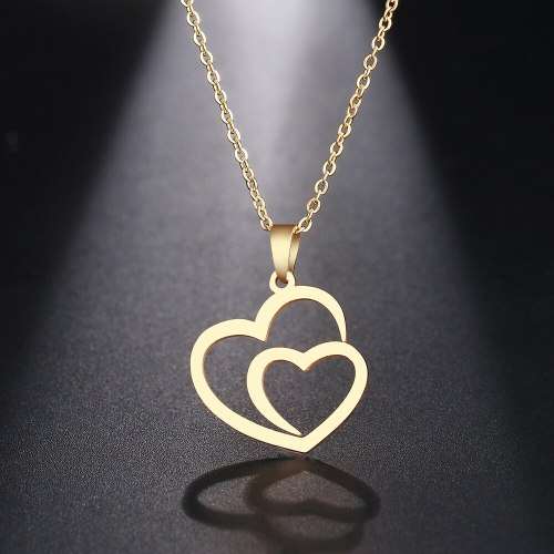 Titanium "Double Heart" Necklace 45 cm **R 699** (GOLD)