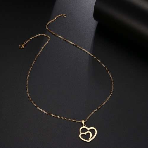 Titanium "Double Heart" Necklace 45 cm **R 699** (GOLD)