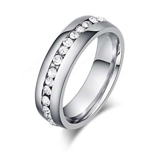 Titanium Ring 6 mm With Simulated Diamonds *R 799* Size 6; 7; 8; 9; 10; 11 US