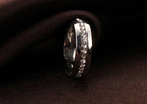 Titanium Ring 6 mm With Simulated Diamonds *R 799* Size 6; 7; 8; 9; 10; 11 US