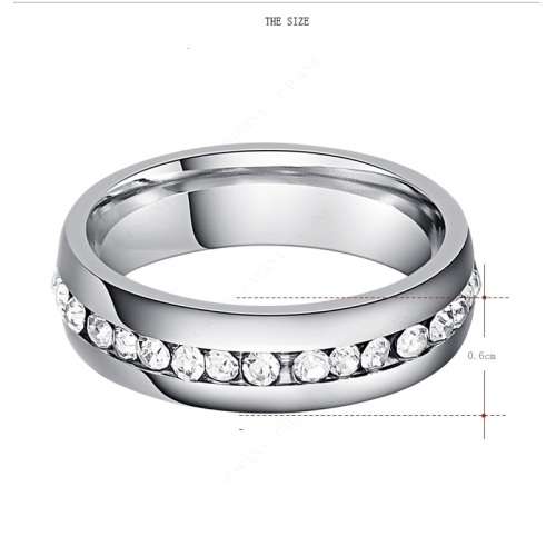 Titanium Ring 6 mm With Simulated Diamonds *R 799* Size 6; 7; 8; 9; 10; 11 US