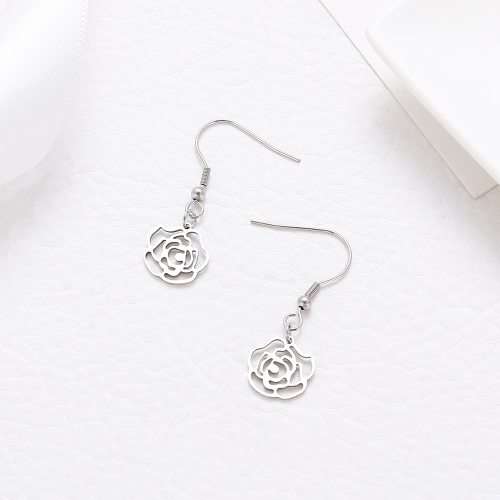 Titanium "Rose" Drop Earrings **R 279** (SILVER)
