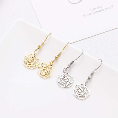 Titanium "Rose" Drop Earrings **R 279** (SILVER)