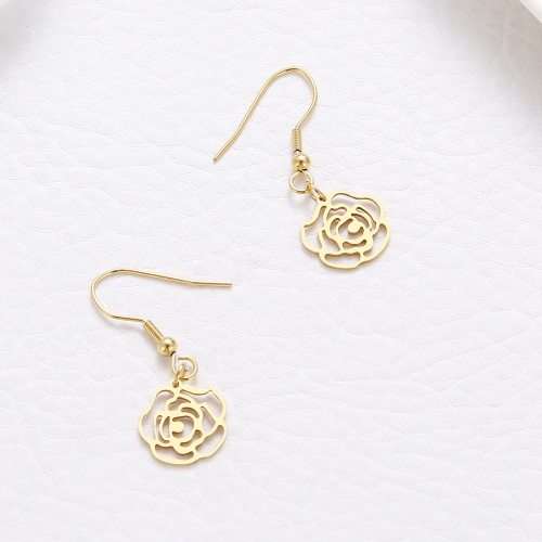 Titanium "Rose" Drop Earrings **R 279** (SILVER)