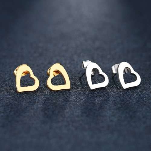Titanium Heart Stud Earrings **R 279** (SILVER)