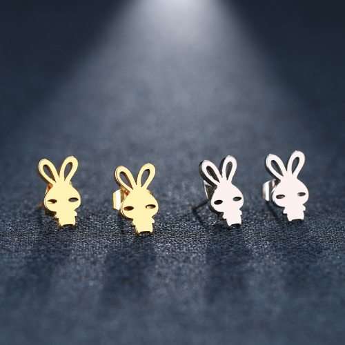 Titanium "Crazy Bunny" Stud Earrings **R 279** (SILVER)