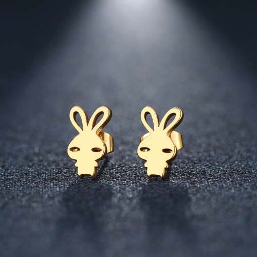 Titanium "Crazy Bunny" Stud Earrings **R 279** (SILVER)