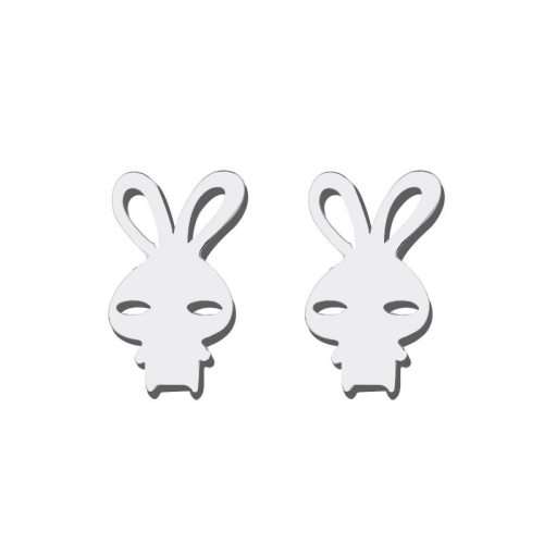 Titanium "Crazy Bunny" Stud Earrings **R 279** (SILVER)