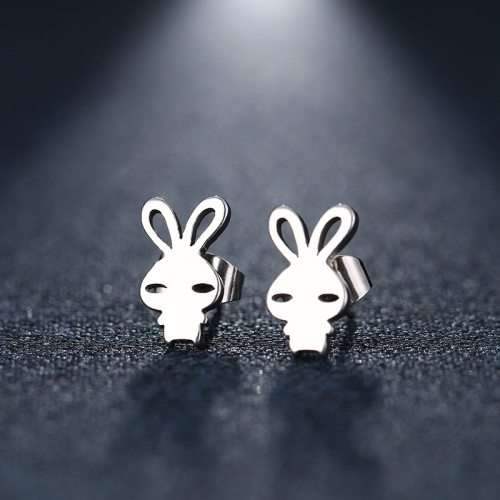 Titanium "Crazy Bunny" Stud Earrings **R 279** (SILVER)