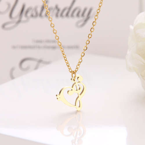 Titanium *Music Note Heart* Necklace 45 cm (SILVER&GOLD) *R 599*