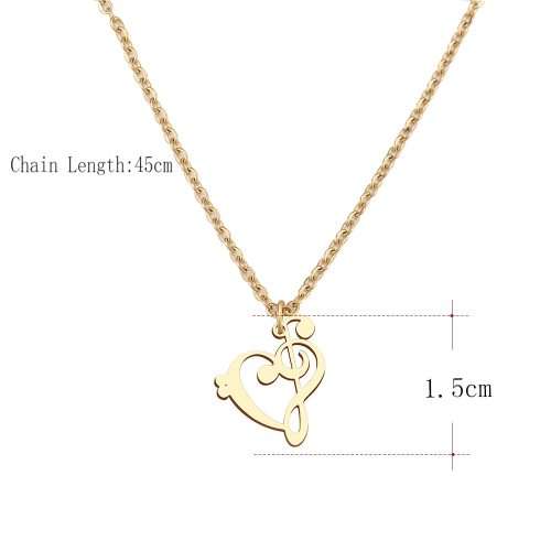 Titanium *Music Note Heart* Necklace 45 cm (SILVER&GOLD) *R 599*