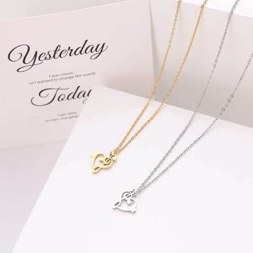 Titanium *Music Note Heart* Necklace 45 cm (SILVER&GOLD) *R 599*