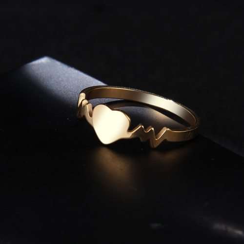 Titanium Heartbeat Heart Ring Size 7; 8 US