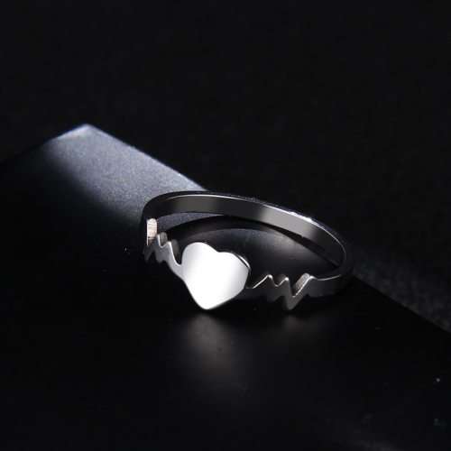 Titanium Heartbeat Heart Ring Size 7; 8 US