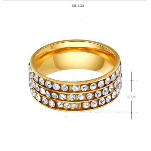 Titanium Ring With Simulated Diamonds *R 1099* Size 7; 8 US (SILVER & GOLD)