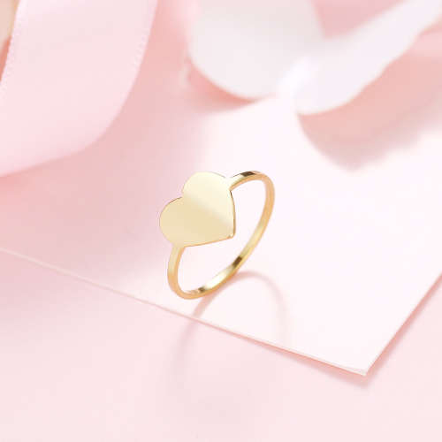 Titanium Heart  Signet Ring Size 9 US *R 599* (SILVER)