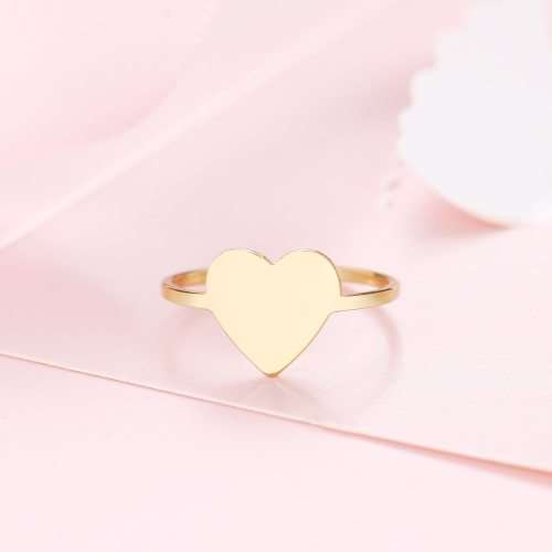 Titanium Heart  Signet Ring Size 9 US *R 599* (SILVER)