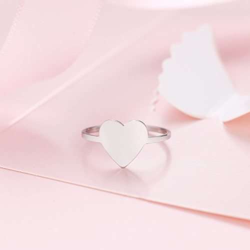 Titanium Heart  Signet Ring Size 9 US *R 599* (SILVER)