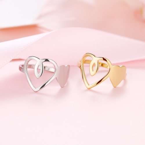 Titanium Hearts Ring Size 8 US *R 599* (SILVER)