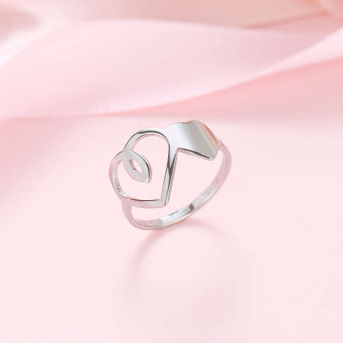 Titanium Hearts Ring Size 8 US *R 599* (SILVER)