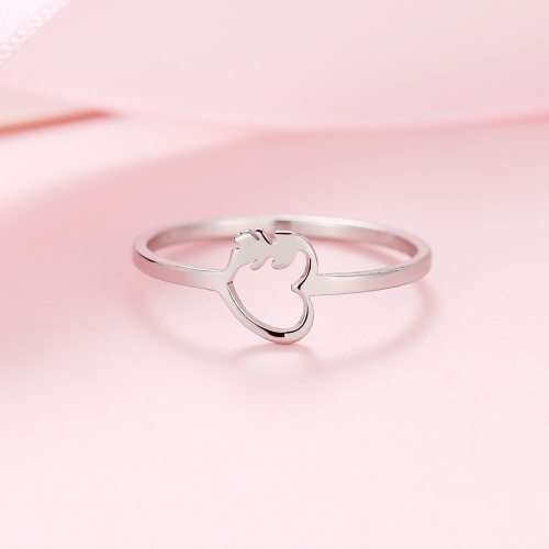 Titanium Heart & Feather Ring Size 8; 9 US *R 599* (SILVER)