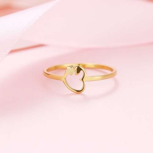 Titanium Heart & Feather Ring Size 8; 9 US *R 599* (SILVER)