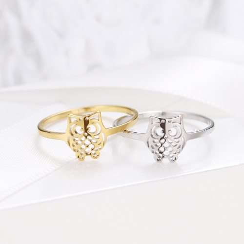 Titanium Owl Ring Size 9 US *R 599* (SILVER)