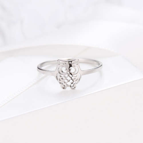 Titanium Owl Ring Size 9 US *R 599* (SILVER)