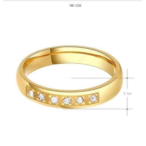 Titanium Ring With Simulated Diamonds (Gold) 8 mm **R 999**  Size 8; 11 US