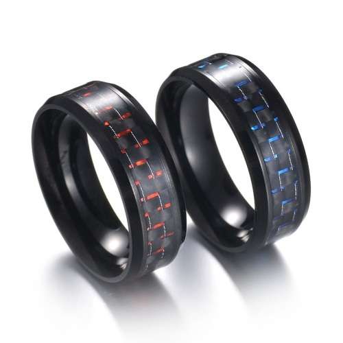 Titanium Carbon Fiber Ring Size 12; 13 US *R 599* (RED & BLUE)