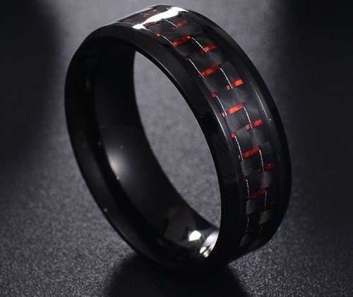 Titanium Carbon Fiber Ring Size 12; 13 US *R 599* (RED & BLUE)