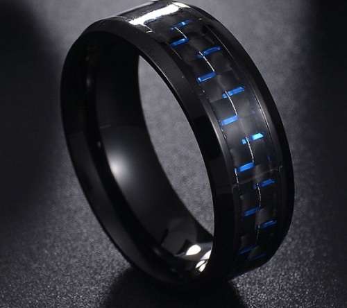 Titanium Carbon Fiber Ring Size 12; 13 US *R 599* (RED & BLUE)
