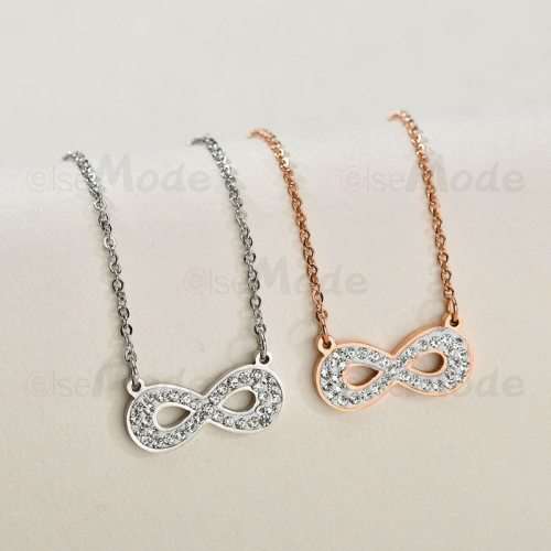 Titanium Infinity Necklace With Simulated Diamonds 50 cm *R 599* (ROSE GOLD)