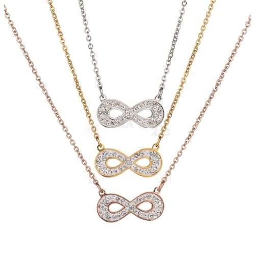 Titanium Infinity Necklace With Simulated Diamonds 50 cm *R 599* (ROSE GOLD)