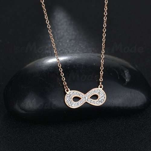 Titanium Infinity Necklace With Simulated Diamonds 50 cm *R 599* (ROSE GOLD)